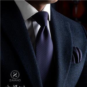  ست کراوات هِرینجبونِ سرمه‌ای-عسلی | Navy Herringbone